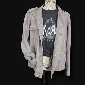 Hinge Utility Military Jacket Gray Embossed‎ Paisley Womens size M